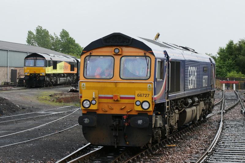 66's at Bo'Ness: Colas 66850 and GBRf 66727 at Bo'Ness Diesel Gala 28th July 2012 Photo of 66's at Bo'Ness