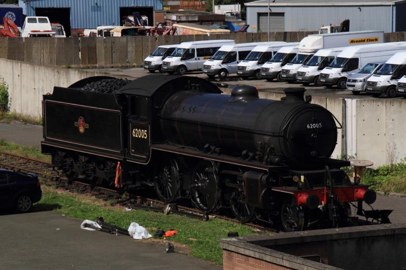 K1 at Joppa: K1 62005 in the siding at Network Rail's siding at Joppa adjacent to Portobell Jct, The coupling rods have been removed on the right hand side on 07/08/2012. Photo of K1 at Joppa