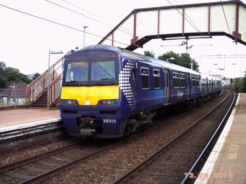 320315 at Coatdyke: 320315 departs Coatdyke for Airdrie. 13/8/12 Photo of 320315 at Coatdyke