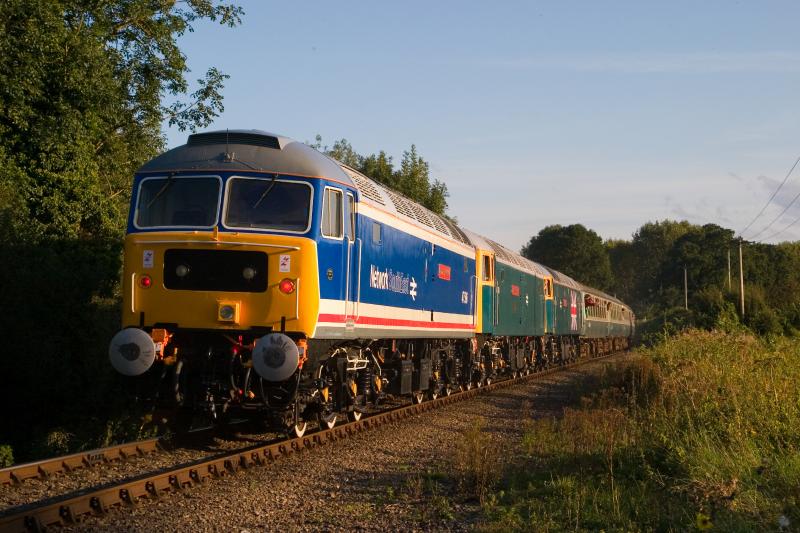 47596 + 47579 +47580 MNR gala: Triple headed Stratford 47s in the evening sun, 22/9/12 Photo of 47596 + 47579 +47580 MNR gala