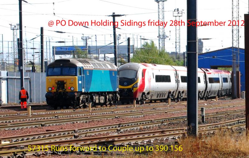 57315 & 390 156 @ PO: 57315 Moves up to Couple up with 390156 at PO Down Sidings Photo of 57315 & 390 156 @ PO