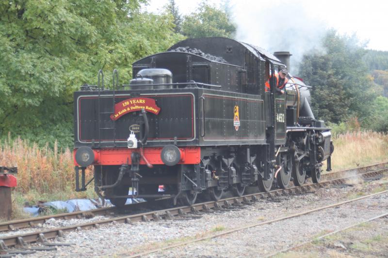 46512 Ivatt 2-6-0: Shunting completed 46512 returns to it train for the 1615 Dufftown-Keith Town Special 13/10/12 as part of the lines 150th Anniversary Celebrations. Photo of 46512 Ivatt 2-6-0