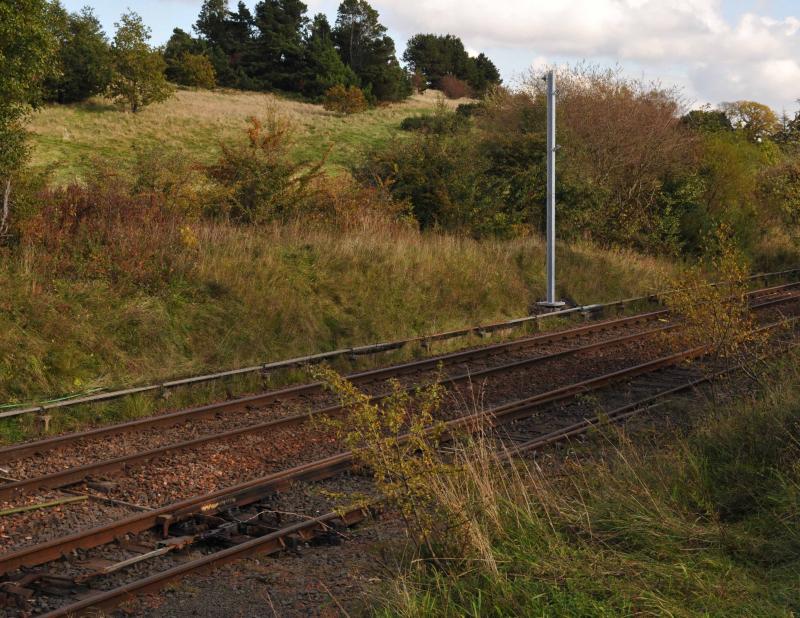 Hawkhead Fuel depot Branch: Sunday 14th Oct
Picture of new mast installation on the Canan line just at the entrance to the fuel depot Photo of Hawkhead Fuel depot Branch