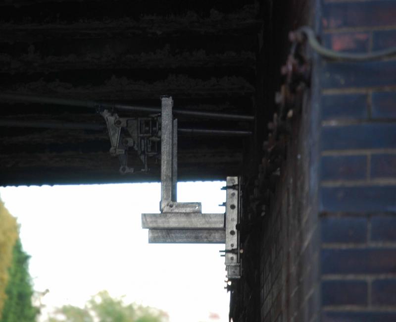 OHL Bracket Under Overbridge Crookston Station: OHL Bracket fitted to Bridge at Crookston Station
Cable runs just over this bracket but it may be only old cabling Photo of OHL Bracket Under Overbridge Crookston Station
