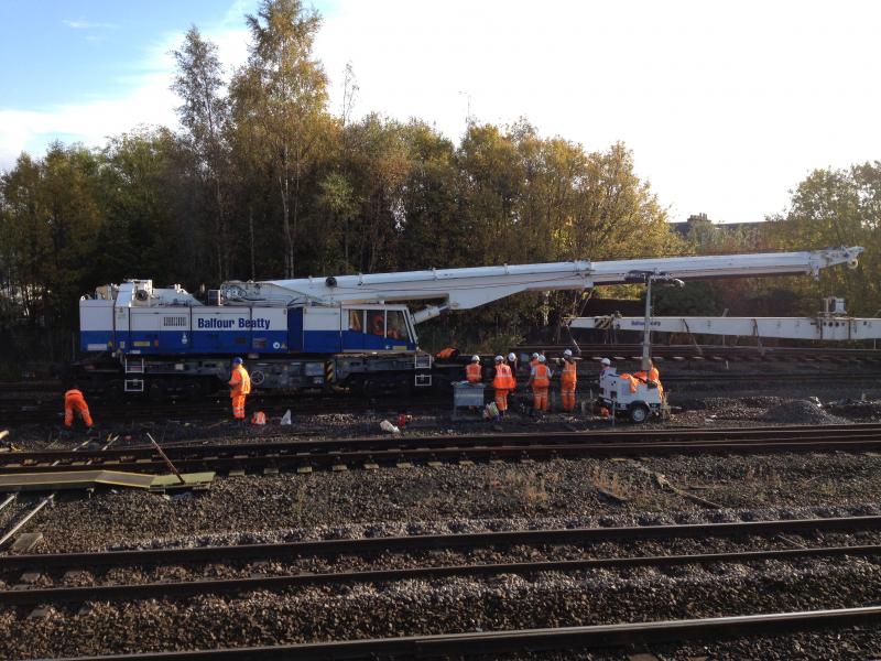Kirow crane in action at Stirling North: Kirow crane in action at Stirling North Photo of Kirow crane in action at Stirling North