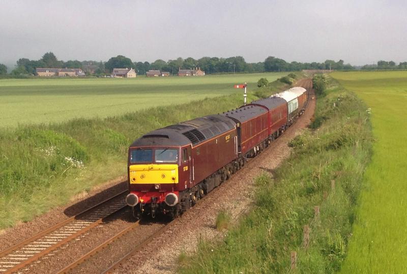 57001 Queen of Scots passes Craigo: Photo of 57001 Queen of Scots passes Craigo