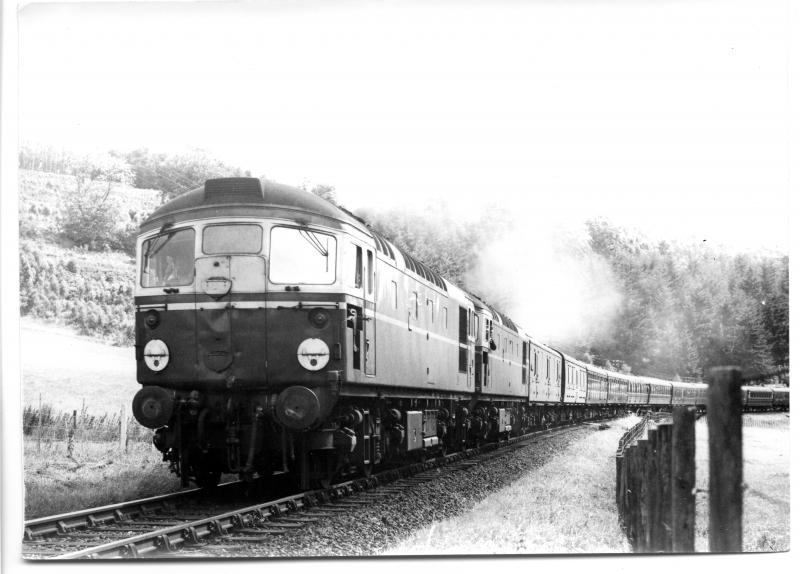 Pair of class26s: Pair of 26s, early 60s at Faskally, with thanks to Scot-Rail members for identifying location. Photographer not known Photo of Pair of class26s