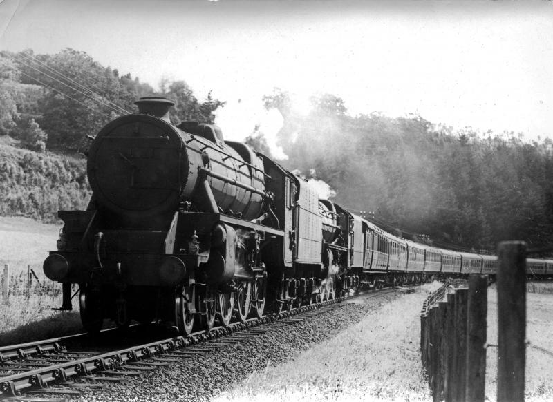 Pair of Black 5s: Pair of Black 5s, early 60s at Faskally, with thanks to Scot-Rail members for identifying location. Photographer not known Photo of Pair of Black 5s