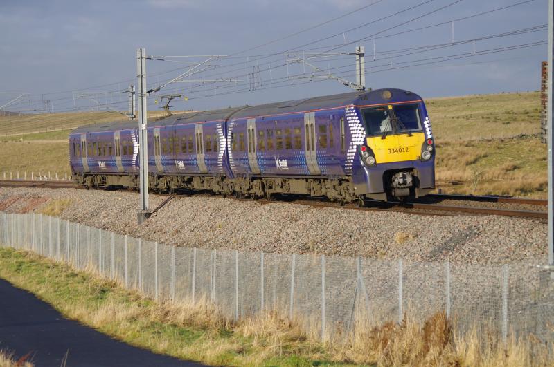 334012: 334012 with a Helensburgh service just East of Blackridge, 18.12.12. Photo of 334012