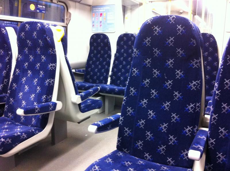 334 at Helensburgh Central: The interior of a refurbished 334. This train was about to do the 16:10 service to Edinburgh Waverley on the 31st December 2012. Photo of 334 at Helensburgh Central
