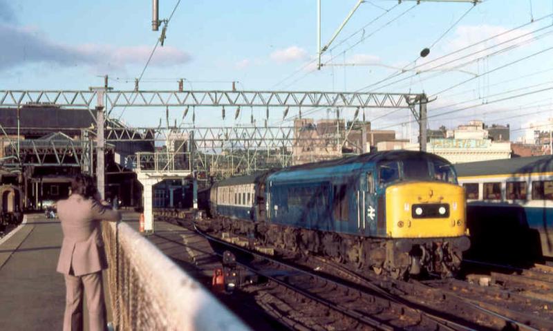 Before the ban: Class 45 45001 leaves Glasgow Central in March 1978 with the 1610 to Nottingham. Sometime later in the year as far as I can remember, the ban on Class 40, 45 and 46 locos came into force following derailments. Photo of Before the ban