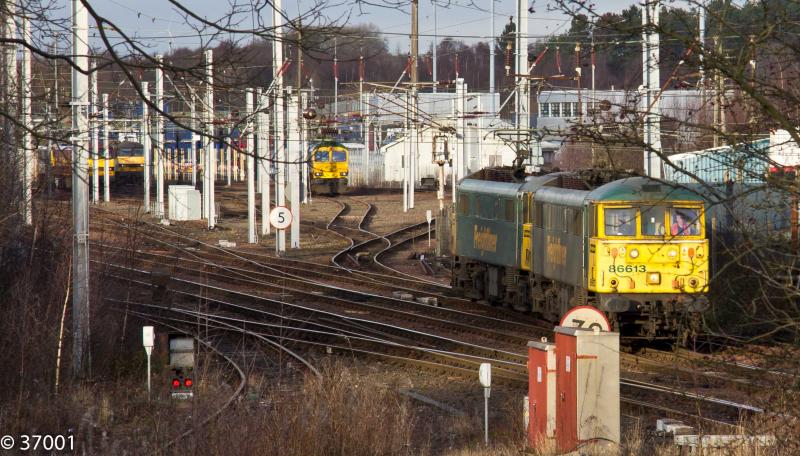 Photo of 86613 & 86605 & 66623 at Mossend