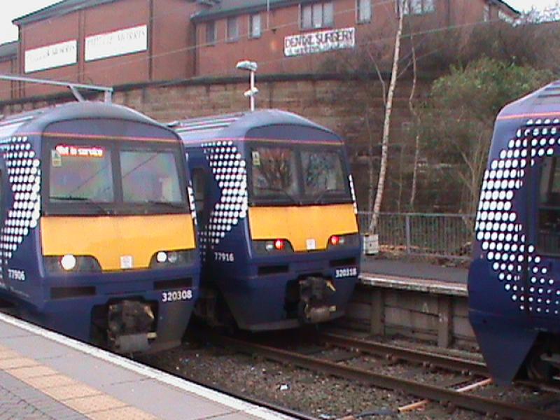 Class 320s 320308,320318 & 320307 At Springburn 5/1/13: Due to the disruption at QS LL Photo of Class 320s 320308,320318 & 320307 At Springburn 5/1/13