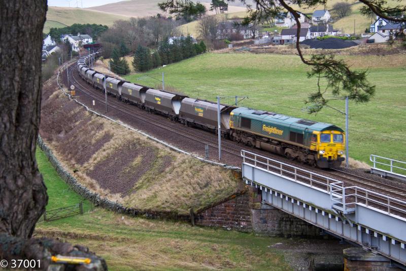 Spot the guest appearance No.2: 66616 on 4Z28 Fiddlers Ferry - Hunterston passes over Crawford Viaduct as the mascot of the day makes a guest appearance, but where? Photo of Spot the guest appearance No.2