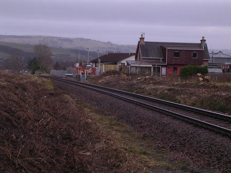 Conon Bridge - New Station Construction: View of new station nearing completion, looking north from opposite side of the line to new platform.
6th January 2013 Photo of Conon Bridge - New Station Construction