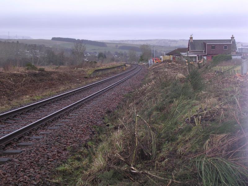 Conon bridge - New station construction: View of new station construction looking North from same side of line as new platform. Note much longer !! old platform on opposite side.
6th January 2013 Photo of Conon bridge - New station construction