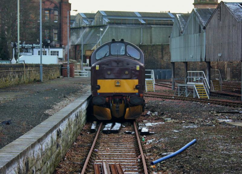 IMG_8207.JPG: 37685 'loch arkaig' hiding beside the carriage shed at perth, had earlier travelled down from inverness LE for snowplough standby. Photo of IMG_8207.JPG