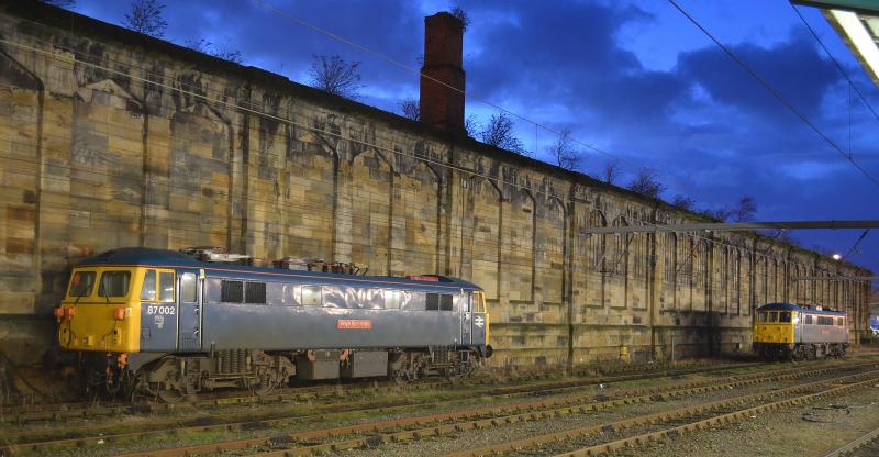 Will my leccy be cut off?: 87002 and 86101 lined up at Carlisle on standby for ice breaking duties. These locos may not be main line registered for much longer.
Photo of Will my leccy be cut off?