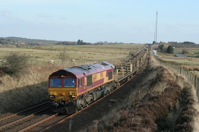 66149: sunday engineers train 66149 6K16 Falkirk High-- Mossend down yd,@ Breich 17.2.13 Photo of 66149