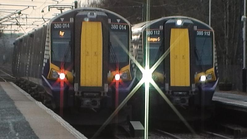 380014 & 380112 @ Glengarnock: 380014 & 380112 crossover at Glengarnock. Taken 11/02/13 Photo of 380014 & 380112 @ Glengarnock