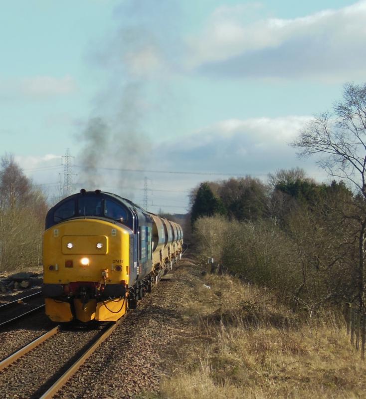37419 6K60 Gartcosh 25/02/13: 37419 opens up through Gartcosh while working 6K60 1230 Mossend to Fort William Photo of 37419 6K60 Gartcosh 25/02/13