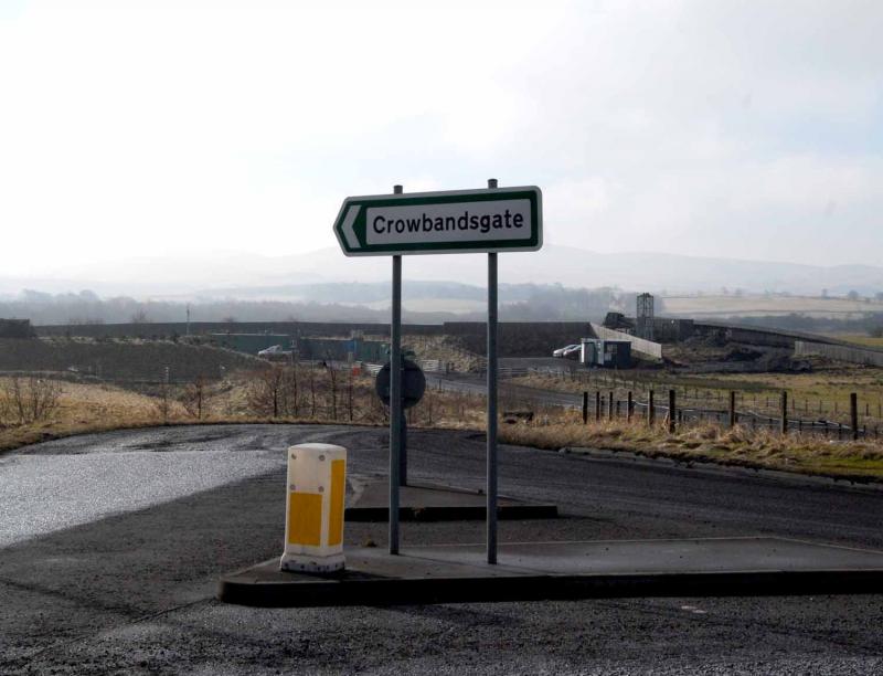 New Cumnock Loading Point Crowbandsgate: Road sign post for the Rail coal loading point at New Cumnock Photo of New Cumnock Loading Point Crowbandsgate