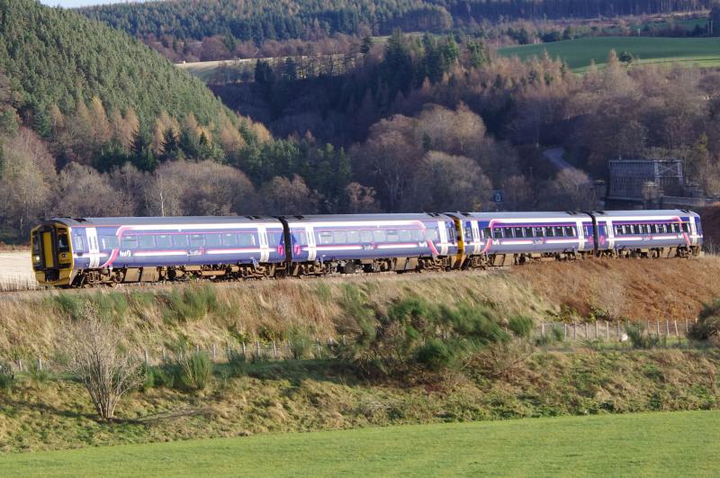 158702, 158712: 158702, 158712 East of Elgin. 26.11.2011. Heading for Inverness. Photo of 158702, 158712