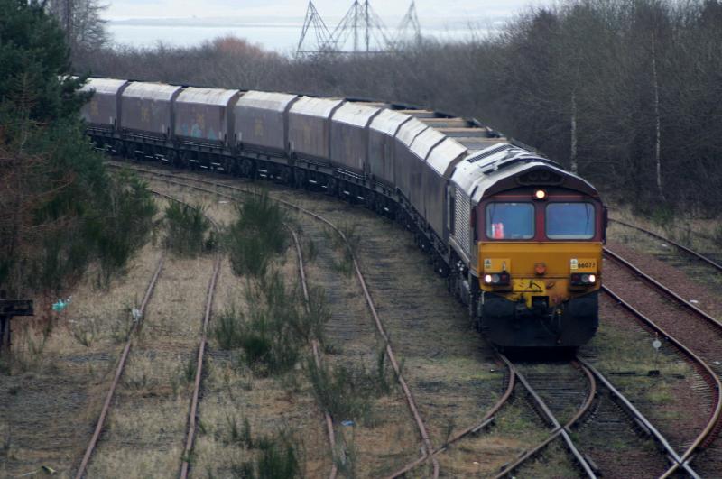 66077 Cockenzie Yard: 66077 on Last train out of Cockenzie Power station (9th March 2013) Photo of 66077 Cockenzie Yard