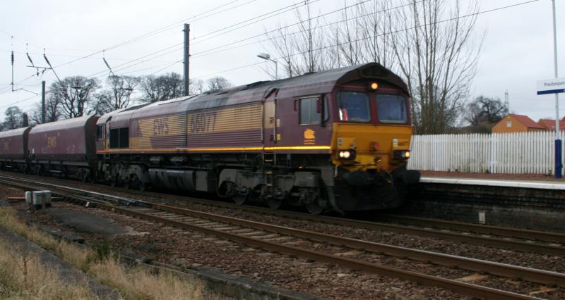 66077 Prestonpans: 66077 on last empties from Cockenzie PS to Falkland(09/03/13) Photo of 66077 Prestonpans