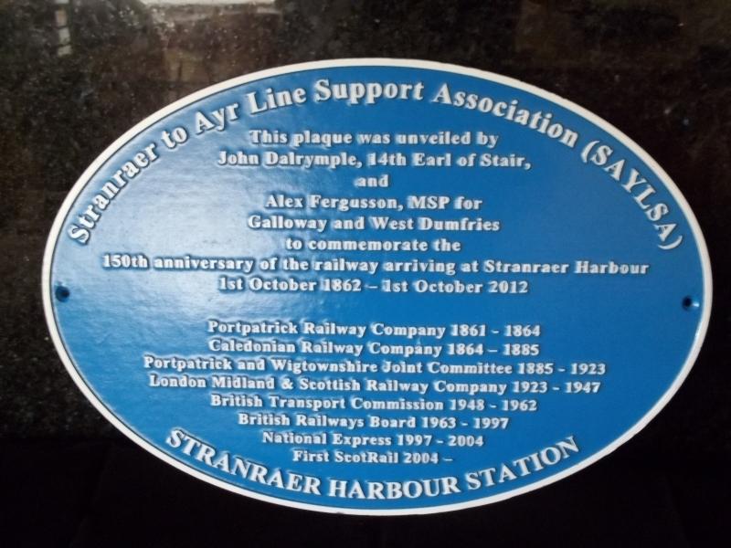 150th Anniversary plaque stranraer.JPG: Photo of 150th Anniversary plaque stranraer.JPG