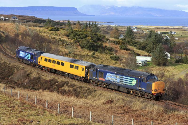 DRS 37s Kinloid: DRS 37607 and 37610 with the Network Rail Track Recording Coach TIC2 at Kinloid on 13th March 2013. Photo of DRS 37s Kinloid