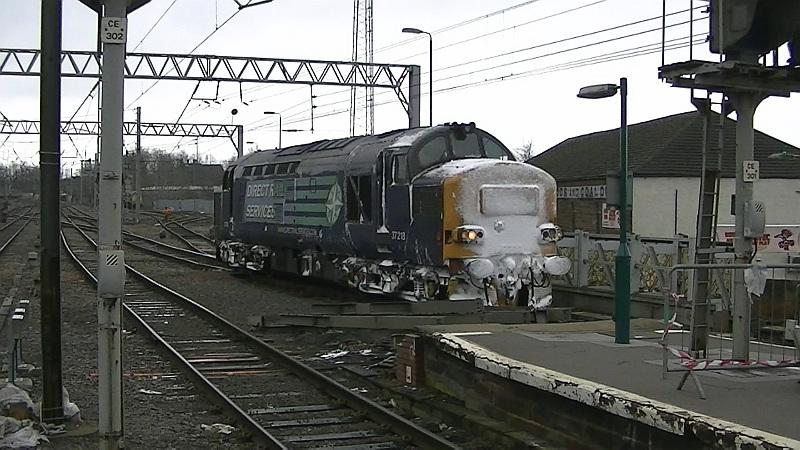 The Abominable Tractor! - scene 3: 37218 enters platform 1 Photo of The Abominable Tractor! - scene 3
