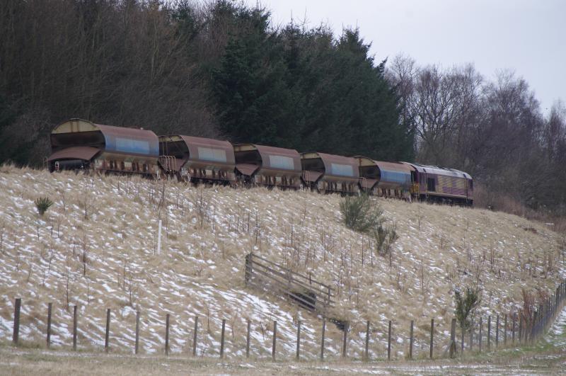 66163: 66163 at Whitecross, between Linlithgow and Polmont. Engineering work 24 March 2013. Photo of 66163