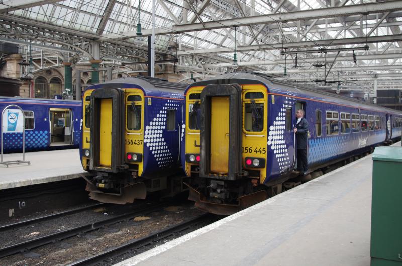 156437, 156445: 156437 and 156445 at Glasgow Central. 25 March 2013. Photo of 156437, 156445