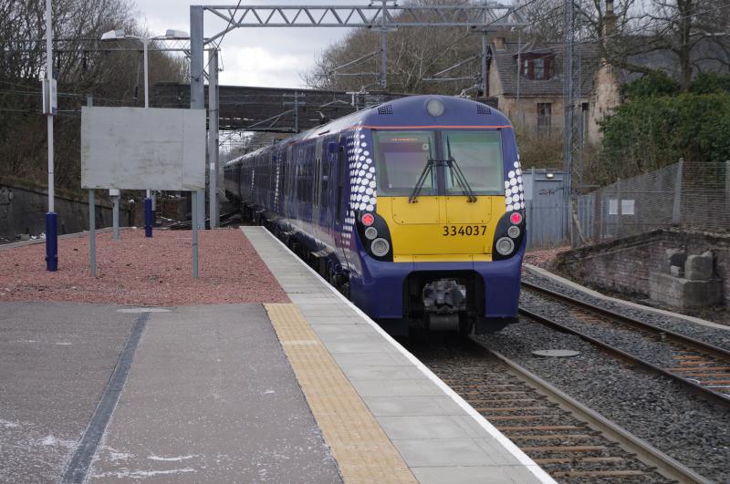 334037, 334020: 334037, 334020 departing Airdrie. 25 March 2013. Photo of 334037, 334020