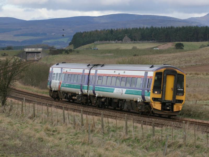 158701 at Blackford: 158701 in ScotRail Railways livery heads north near Blackford. Photo of 158701 at Blackford