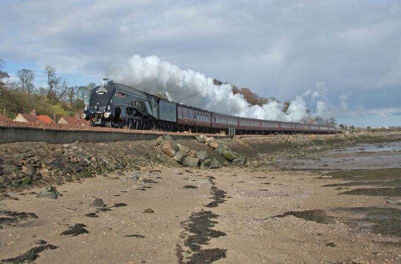 Number Nine at Culross: Photographed at Culross on the afternoon of 21st April 2013, A4 Pacific No 60009 Union of South Afriac in charge of the 1Z30 Forth Circle Railtour from Dalmeny. Photo of Number Nine at Culross