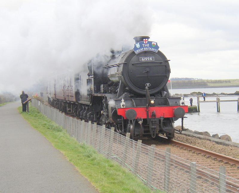 GB VI at Culross: The Great Marquess passes Culross on 25 April heading for Fort William with a portion of The Great Britain 6 railtour Photo of GB VI at Culross