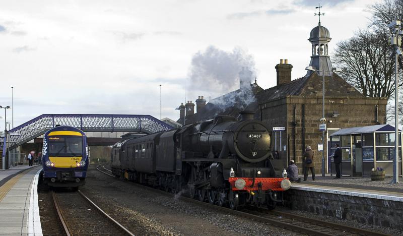 45407 WITH ARKAIG INVERURIE 24.4.13: HEADING FOR INVERNESS Photo of 45407 WITH ARKAIG INVERURIE 24.4.13