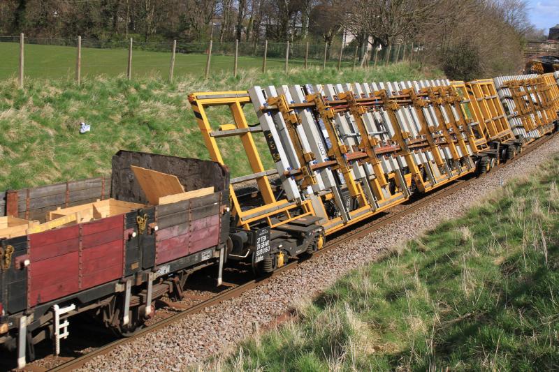 Tilting wagon No 9378-016-3: First wagon on Millerhill to Kingsknowe /Midcalder Jct pointwork 27/04/2013 Photo of Tilting wagon No 9378-016-3