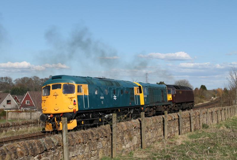 0Z50 Grosmont to Bo'ness, Polmont 30/04/13: 47237 leading 20020 and 26038 0Z50 Grosmont to Bo'ness passing Polmont 30/04/13 Photo of 0Z50 Grosmont to Bo'ness, Polmont 30/04/13