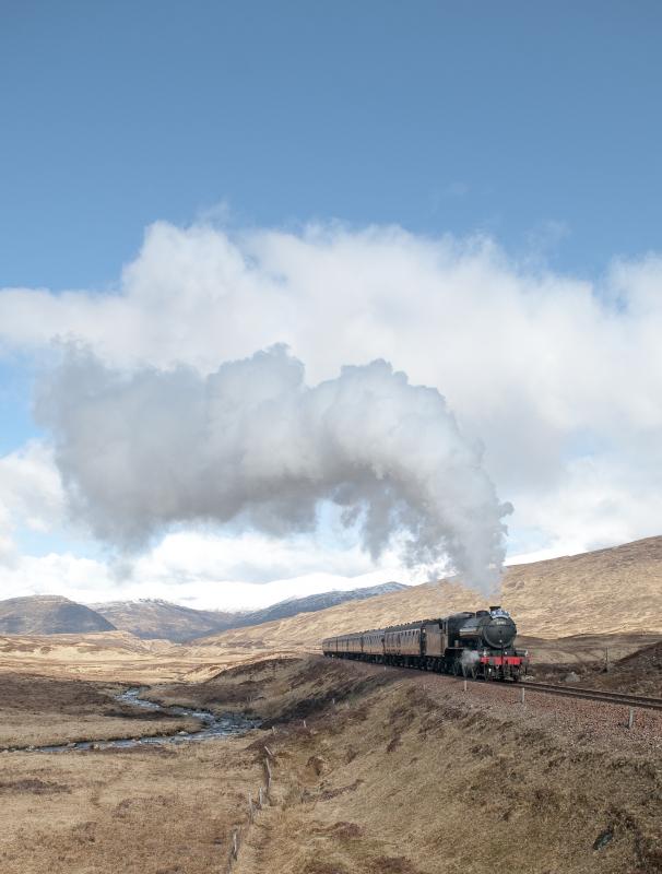 Great Marquess: 61994 still charging up the climb to Corrour - Mr Cameron seemed pleased with progress! Photo of Great Marquess