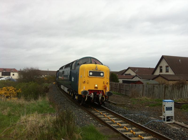 55022 6Z54 : Deltic rounds Barassie Curve. 04/05/13 Photo of 55022 6Z54
