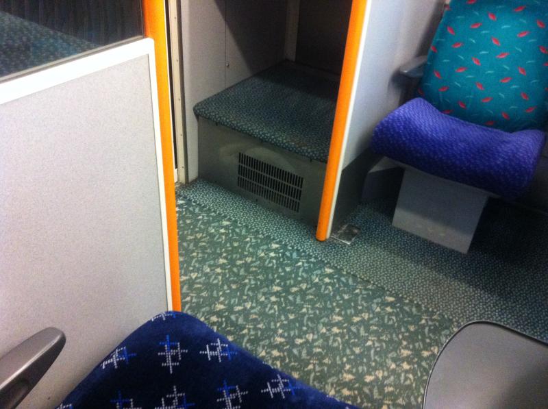 Saltire, SPT and Barbie on 170474: A very colorful interior of 170474 with Saltire, Barbie and SPT seat covers all in the one picture. 04/05/13. Photo of Saltire, SPT and Barbie on 170474