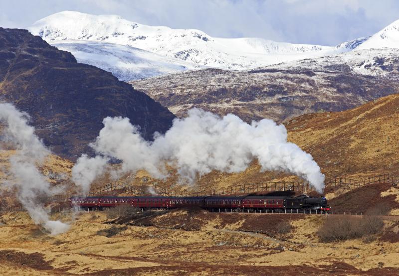 GB VI up to Corrour: 61994 on the uphill towards Corrour Summit with the southbound GB VI on 27th April 2013. Photo of GB VI up to Corrour