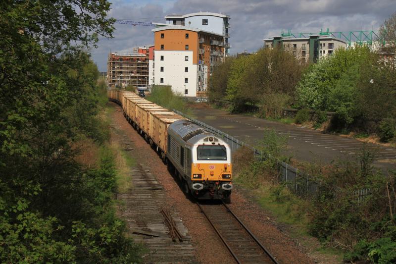 6B45: 67029 on 6B45 10.25 Powderhall to Oxwellmains passing the site of Lochend Jct on 09/05/2013 Photo of 6B45