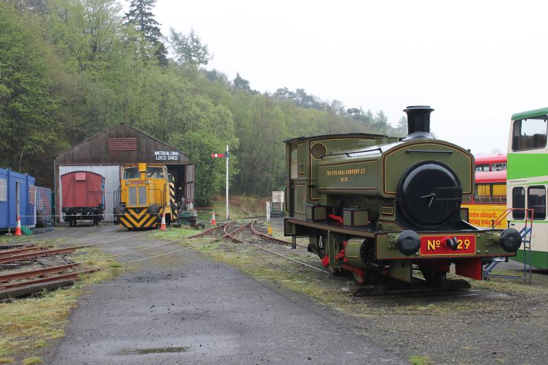 Lathalmond: On the short length of track at the Scottish Vintage Bus Museum, Lathalmond, Fife. Note the semaphore signal. 19/5/13 Photo of Lathalmond