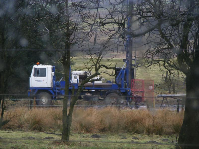 2008_03110030.JPG: Test drilling on the trackbed west of Caldercruix 11/3/08. Photo of 2008_03110030.JPG