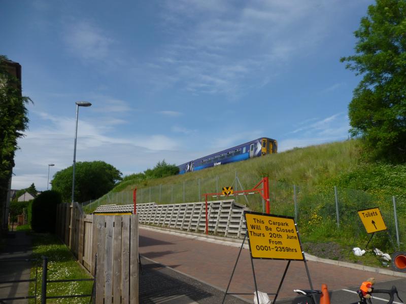 156 Stewarton: 156 passing Stewarton, had a nice view of the trains and an even better view of the British national championships taking place there Photo of 156 Stewarton