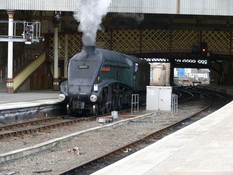 Long Road for a short cut.: A4 60009 running round a service coach at Perth. Photo of Long Road for a short cut.
